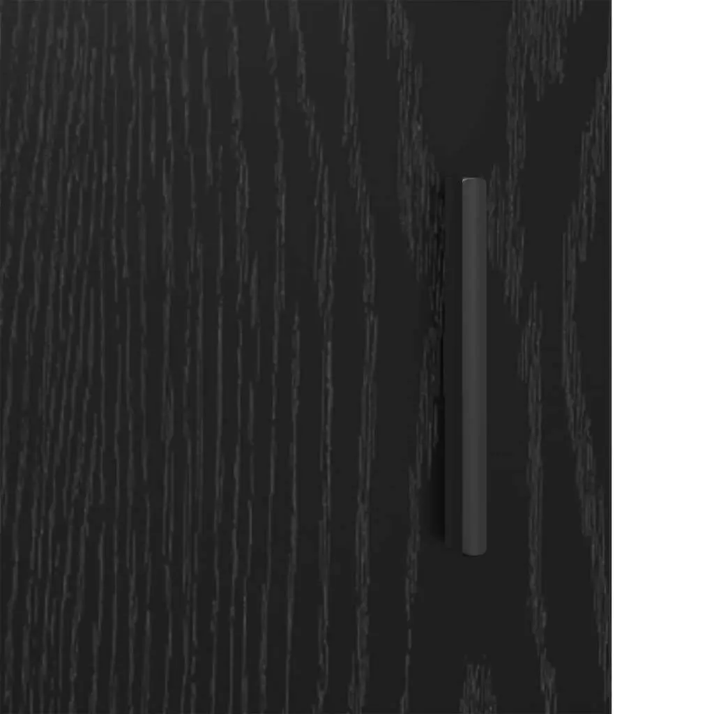 Sideboard Black Oak Storage Shelves Flush Doors Modern Living Room 30 x 80 x 90 cm