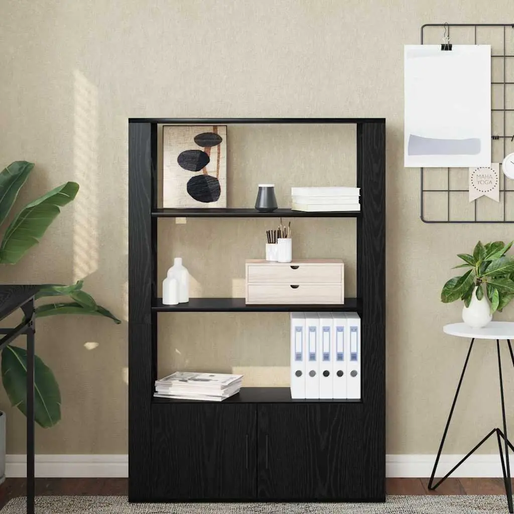 Sideboard Storage Cabinet Buffet Adjustable Shelves Black Oak 30 x 80 x 119.5 cm