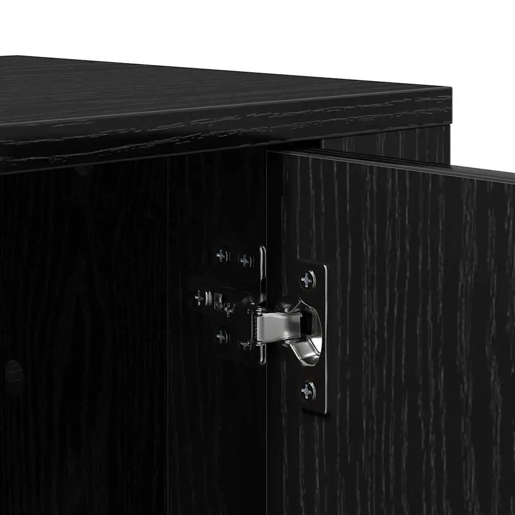 TV Cabinet Black Engineered Wood Living Room Storage Unit Rustic Modern Design
