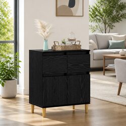 Reliable Black Oak Sideboard Cabinet for Everyday Use