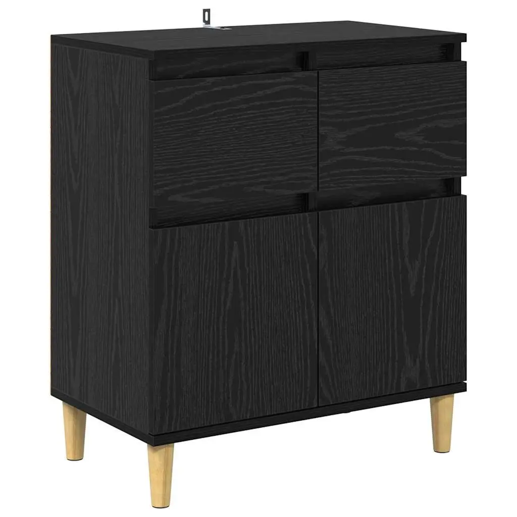 Sideboard Cabinet with Drawer Black Oak Living Room Storage Furniture 60x35x70cm