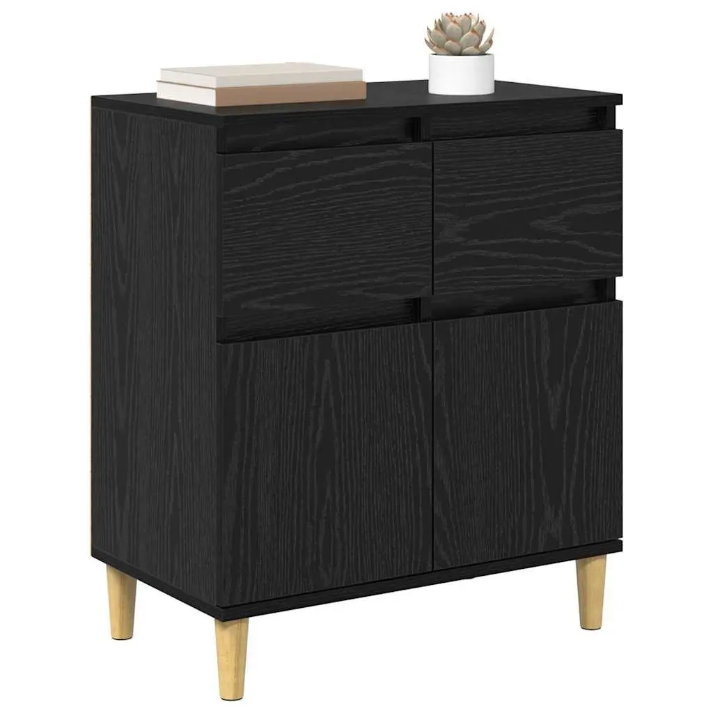 Sideboard Cabinet with Drawer Black Oak Living Room Storage Furniture 60x35x70cm