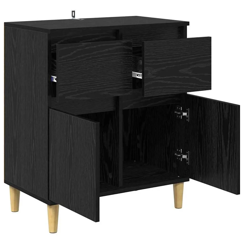 Sideboard Cabinet with Drawer Black Oak Living Room Storage Furniture 60x35x70cm