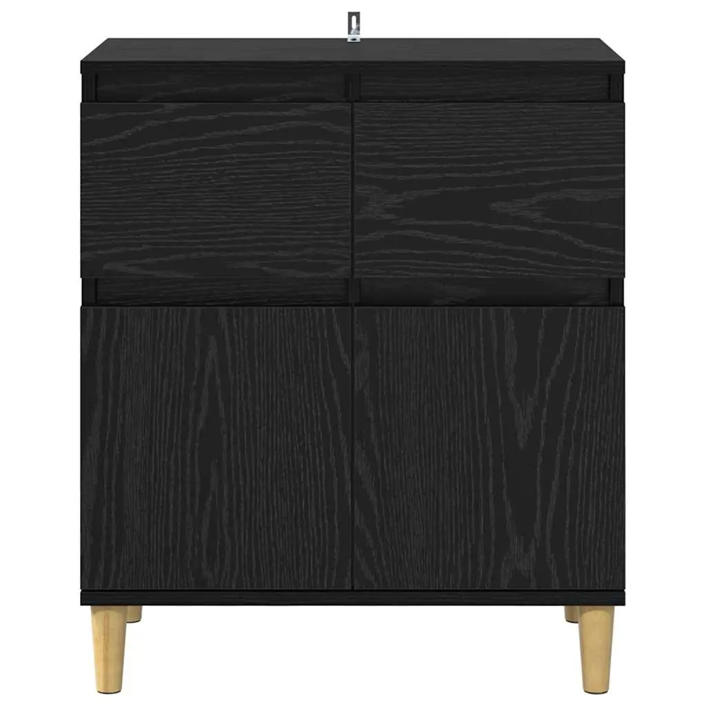 Sideboard Cabinet with Drawer Black Oak Living Room Storage Furniture 60x35x70cm