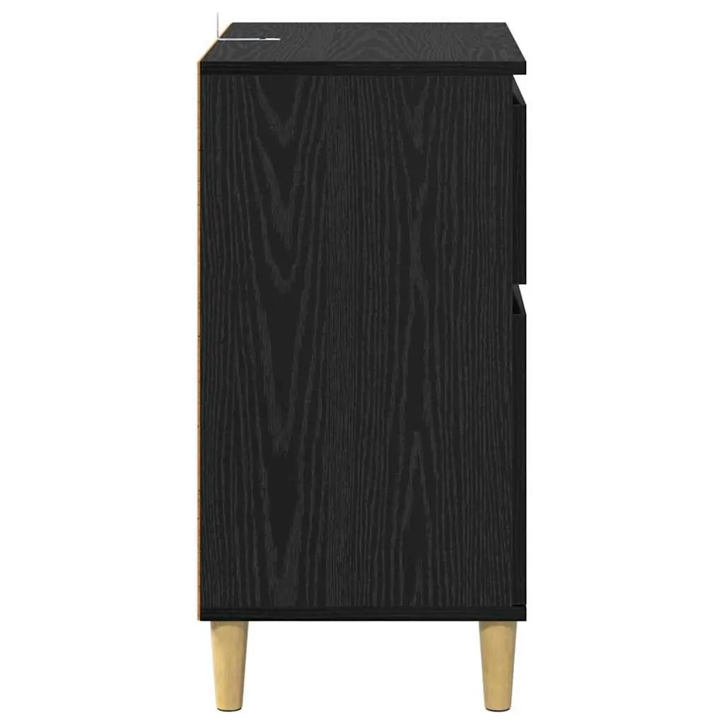 Sideboard Cabinet with Drawer Black Oak Living Room Storage Furniture 60x35x70cm