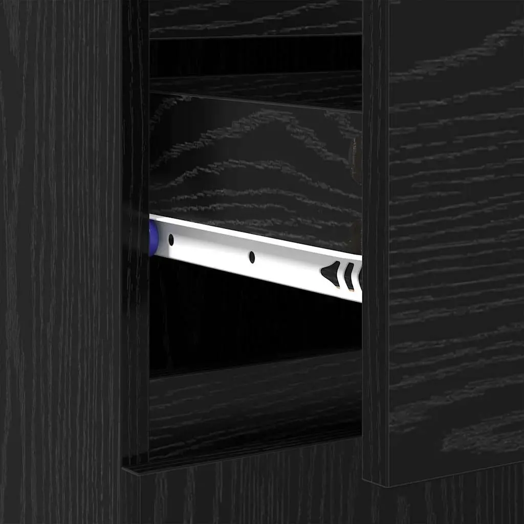 Sideboard Cabinet with Drawer Black Oak Living Room Storage Furniture 60x35x70cm