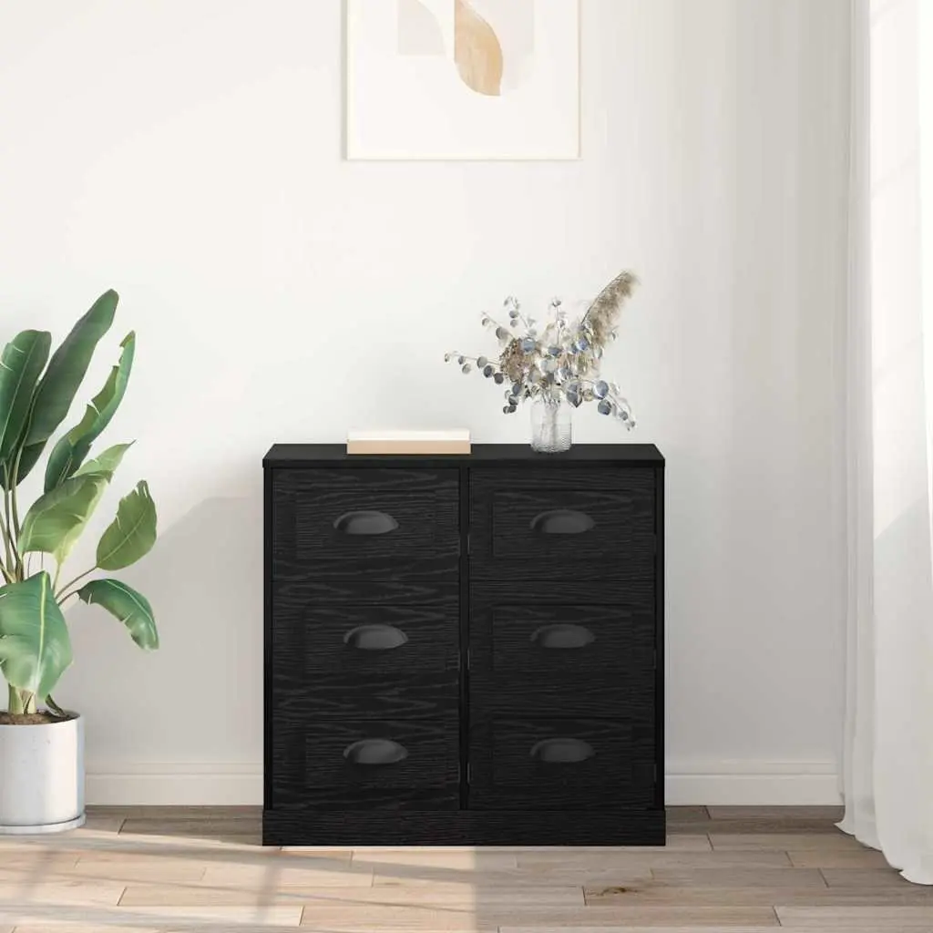 Sideboard Storage Cabinet Living Room Dining 70cm Black Oak Engineered Wood