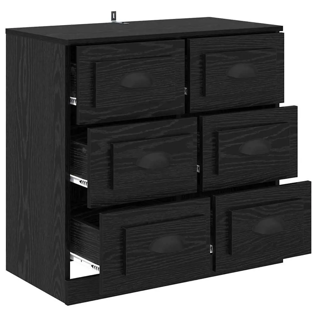 Sideboard Storage Cabinet Living Room Dining 70cm Black Oak Engineered Wood