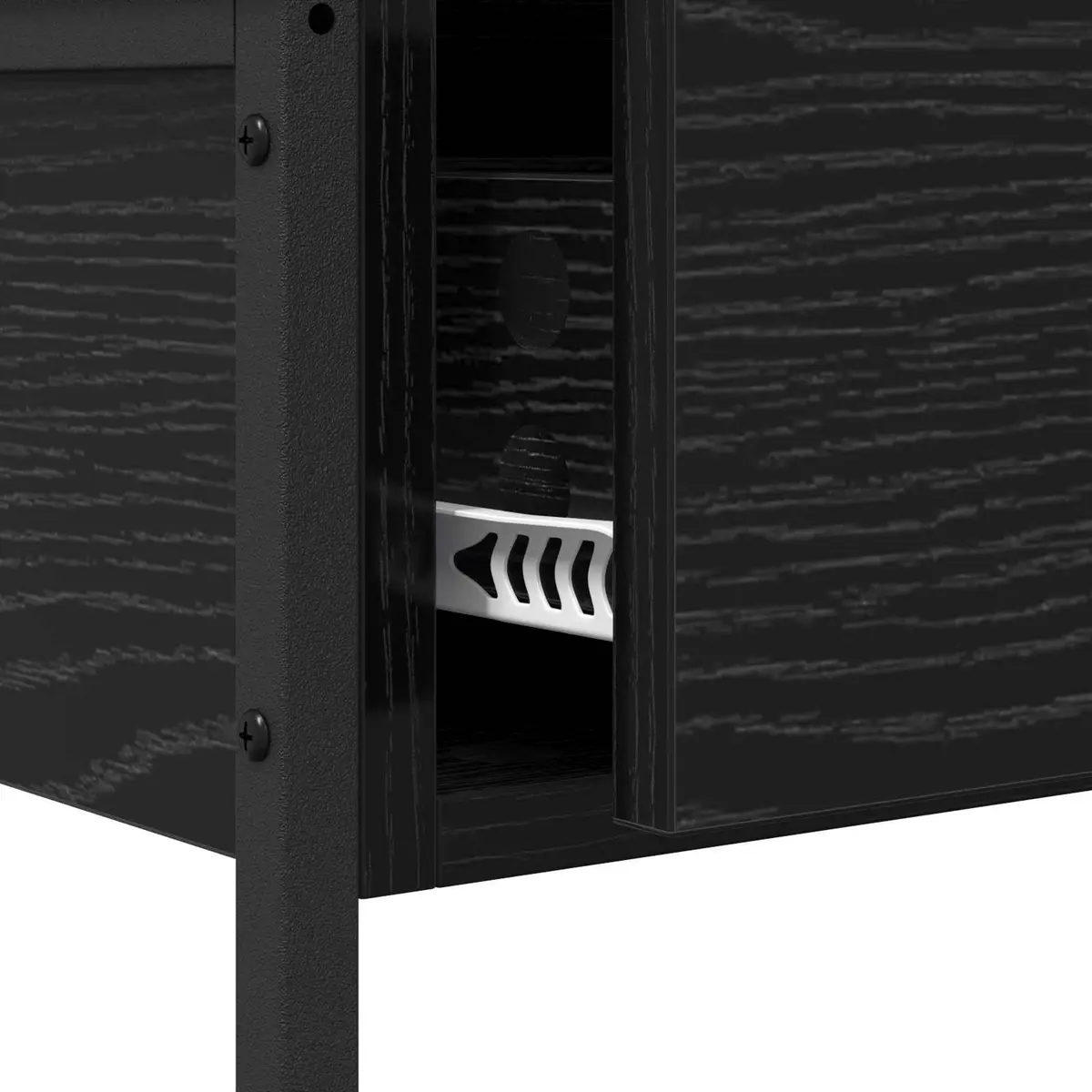 Console Table Black Oak 100x34.5x75cm Storage Shelves Drawers Industrial Design