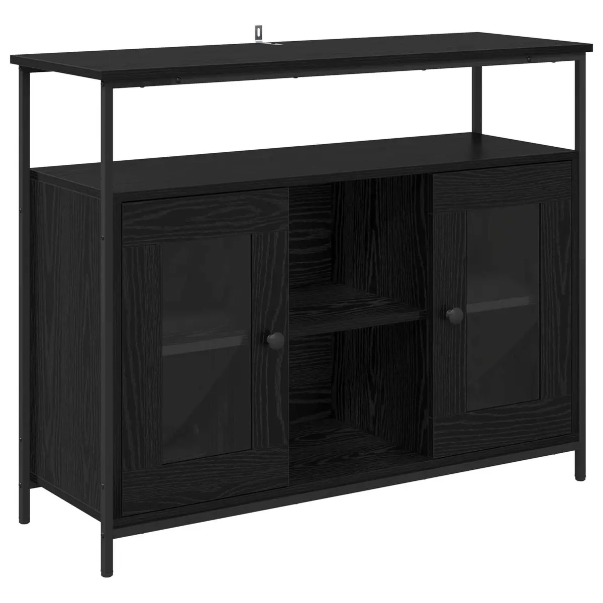 Sideboard Storage Cabinet Modern Engineered Wood Black 100x35x80 cm