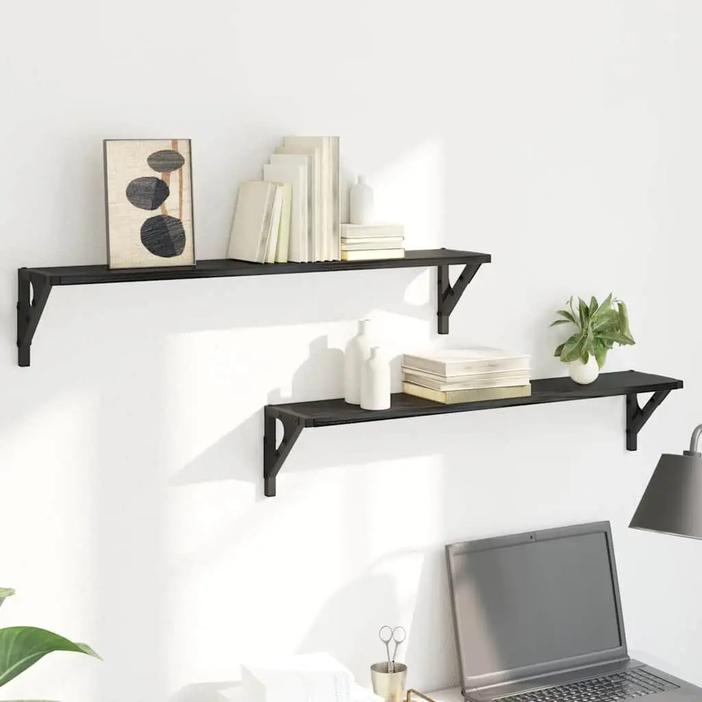 Black Wall-Mounted Floating Shelves