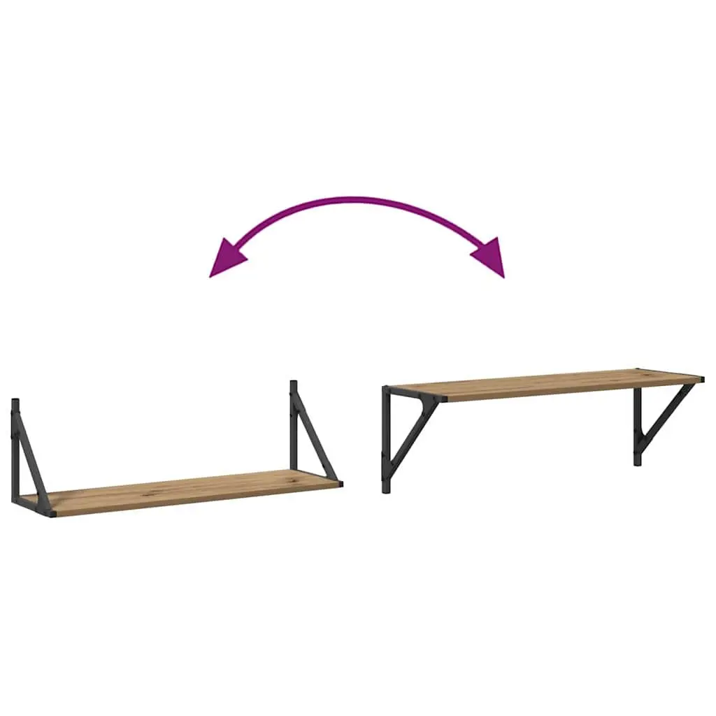 Wall Shelves Wall-Mounted Brown Engineered Wood Floating Shelves Rectangular