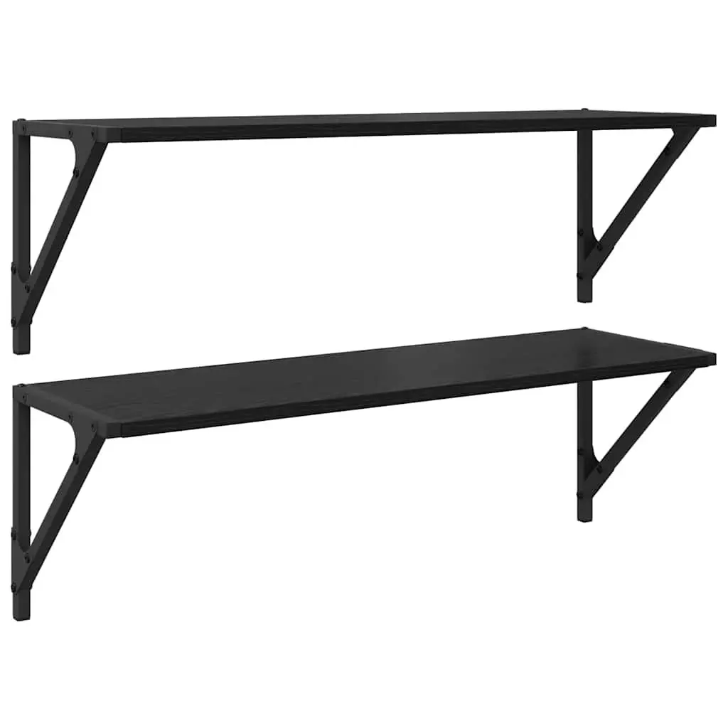 Wall Shelves 2 pcs Black 80 x 25 x 25.5 cm Engineered Wood Modern Floating