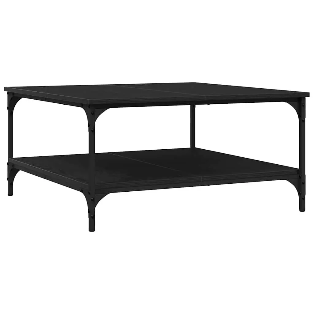 Coffee Table Black Industrial Living Room Furniture Engineered Wood Storage