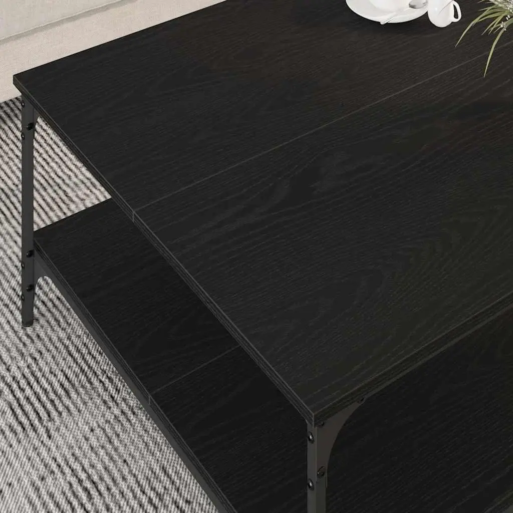 Coffee Table Black Industrial Living Room Furniture Engineered Wood Storage
