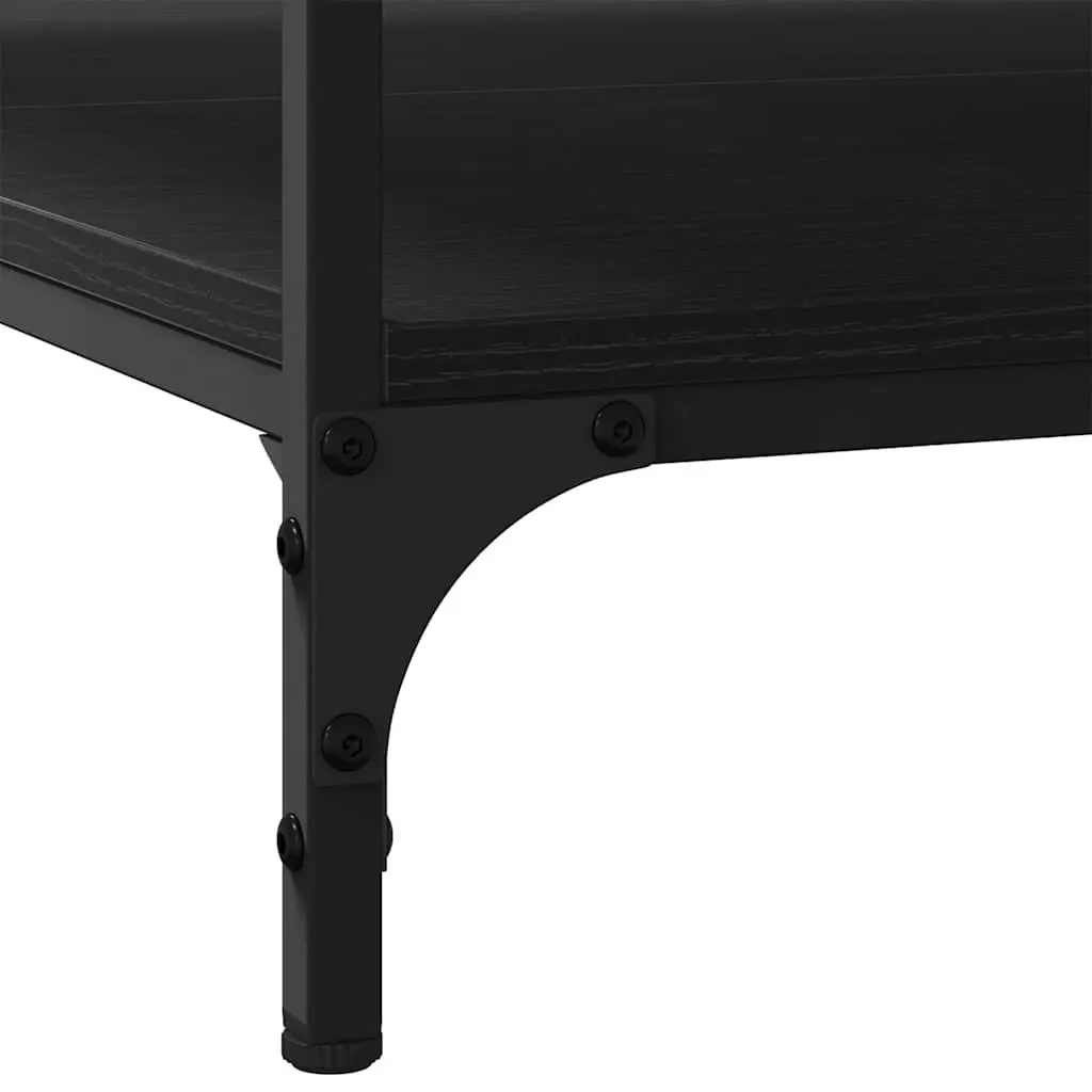 Coffee Table Black Industrial Living Room Furniture Engineered Wood Storage