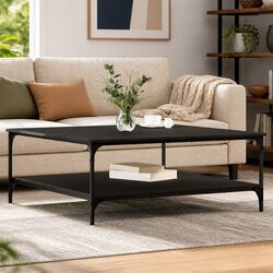 Durable Black Oak Coffee Table with Functional Design