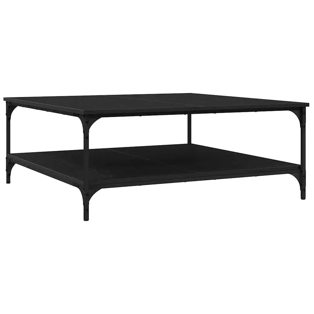 Industrial Coffee Table Storage 100x100x40cm Black Oak