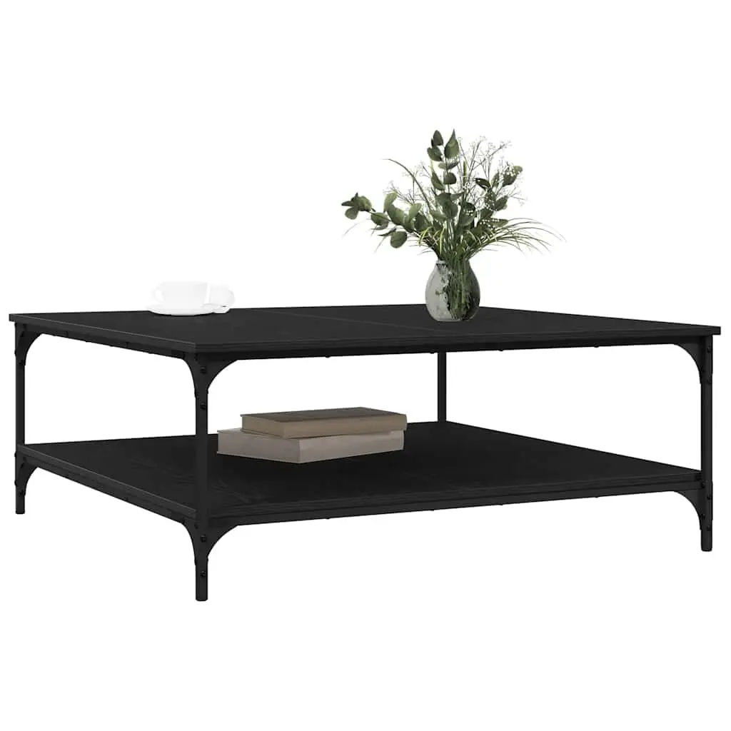 Industrial Coffee Table Storage 100x100x40cm Black Oak