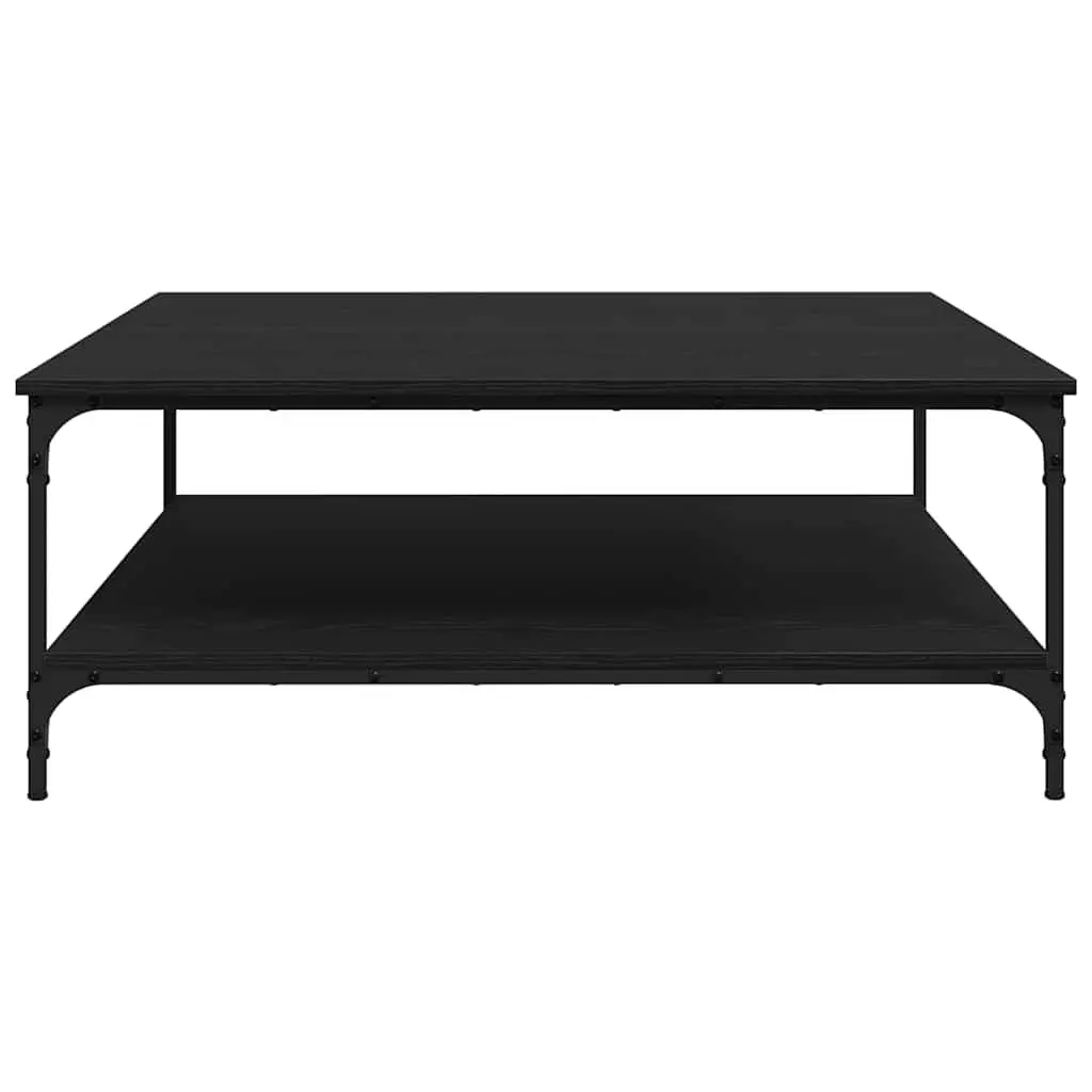 Industrial Coffee Table Storage 100x100x40cm Black Oak