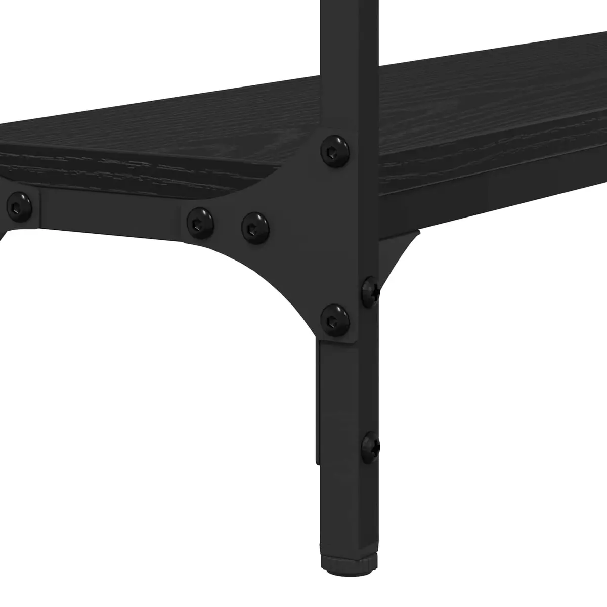 Console Table Black Oak Engineered Wood Storage Shelves Industrial End Table