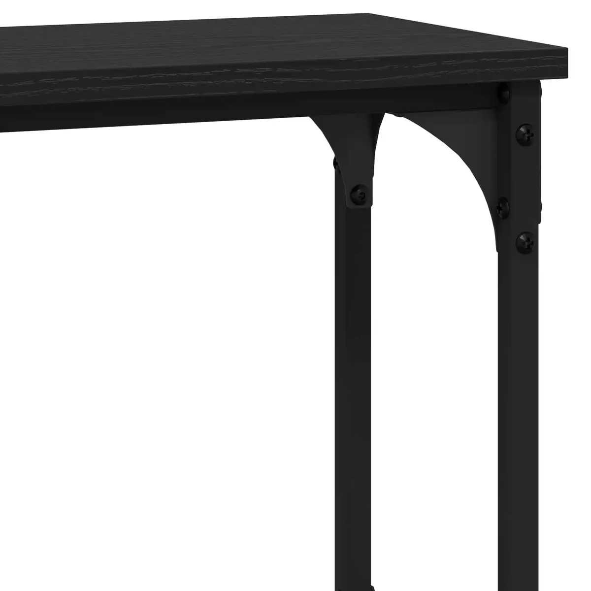 Console Table Black Oak Engineered Wood Storage Shelves Industrial End Table
