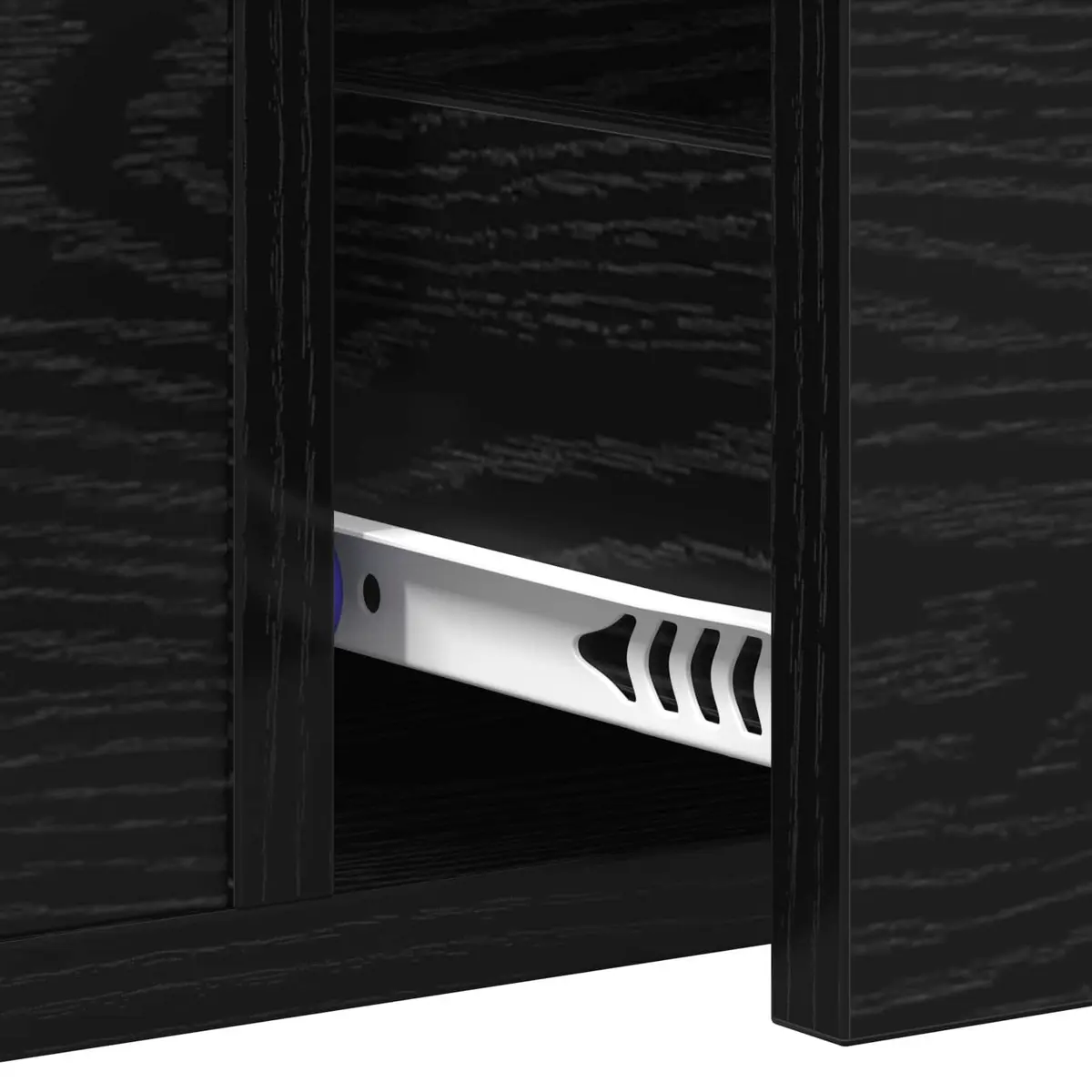 Black Oak Console Table with Storage Solutions
