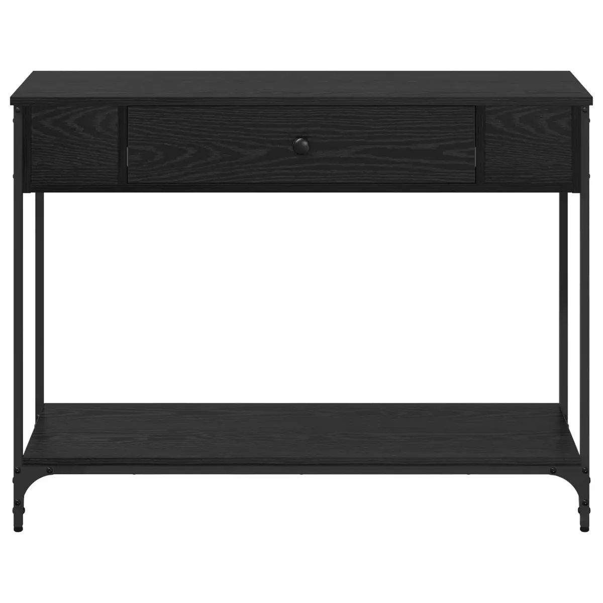 Black Oak Console Table with Storage Solutions
