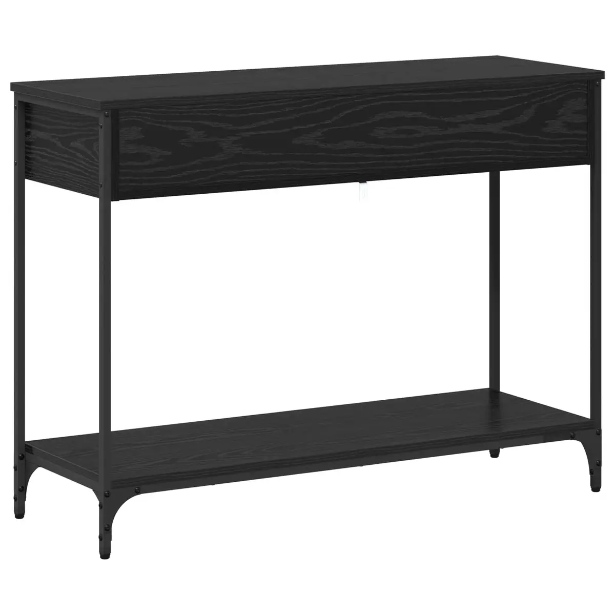 Black Oak Console Table with Storage Solutions