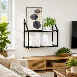 Reliable Wall Shelf in Black Oak - Practical Storage