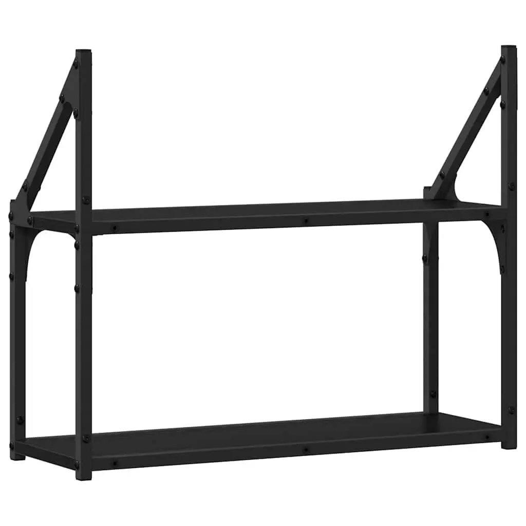 Wall Shelf Black Oak Engineered Wood Storage Display Shelving Unit 60 x 21 x 51