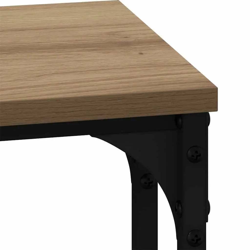 Nesting Coffee Table Set Industrial Style Living Room Accent Tables 3 Piece Brown with Black Frame