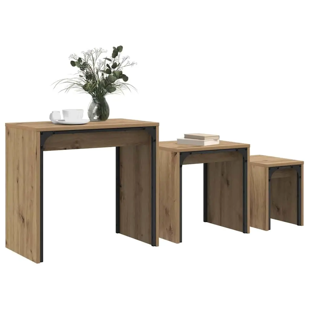 3-Piece Nesting Coffee Table Set in Brown