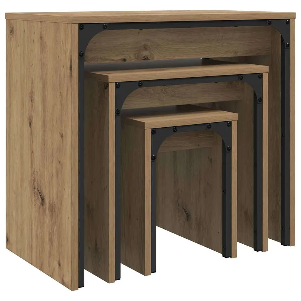 3-Piece Nesting Coffee Table Set in Brown