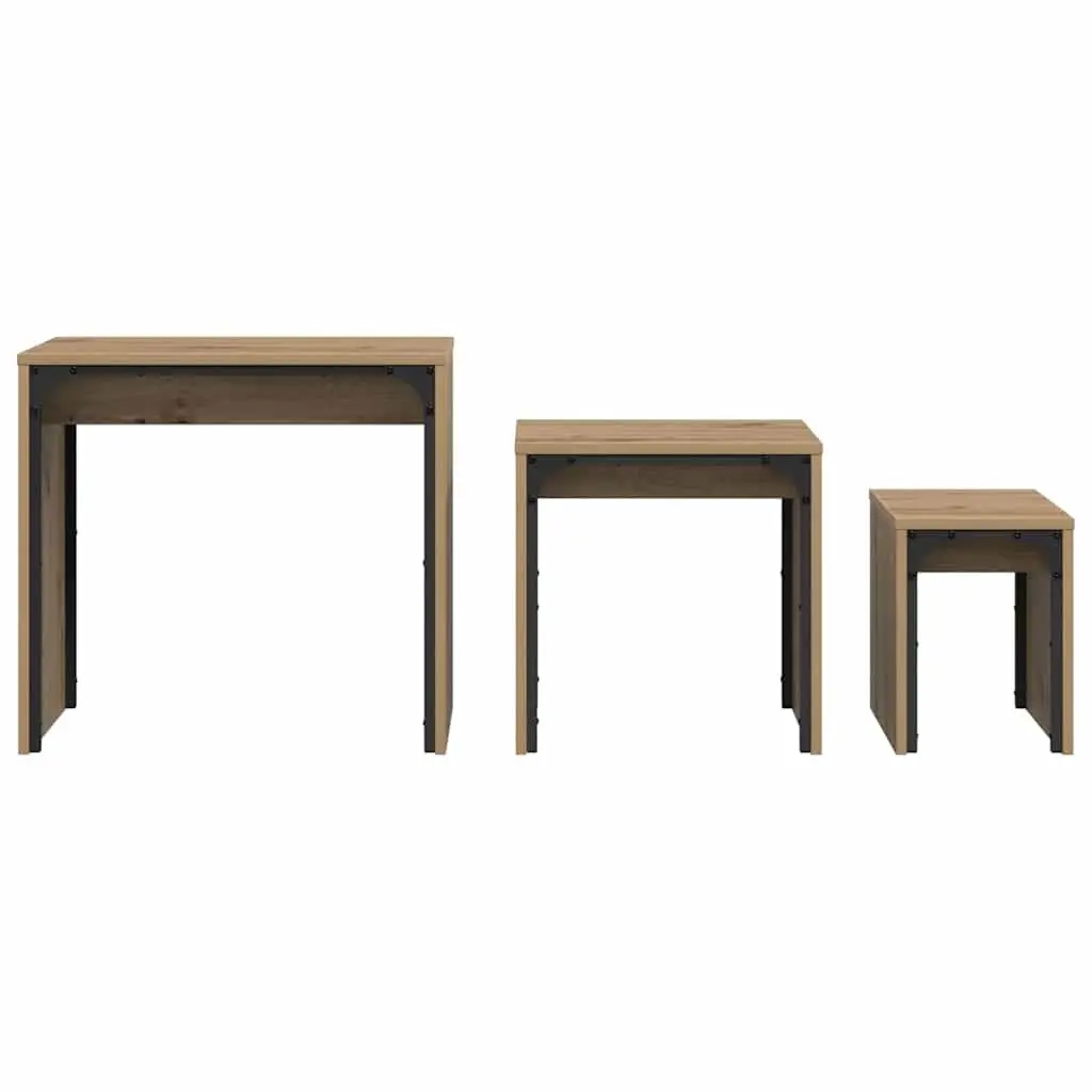 3-Piece Nesting Coffee Table Set in Brown