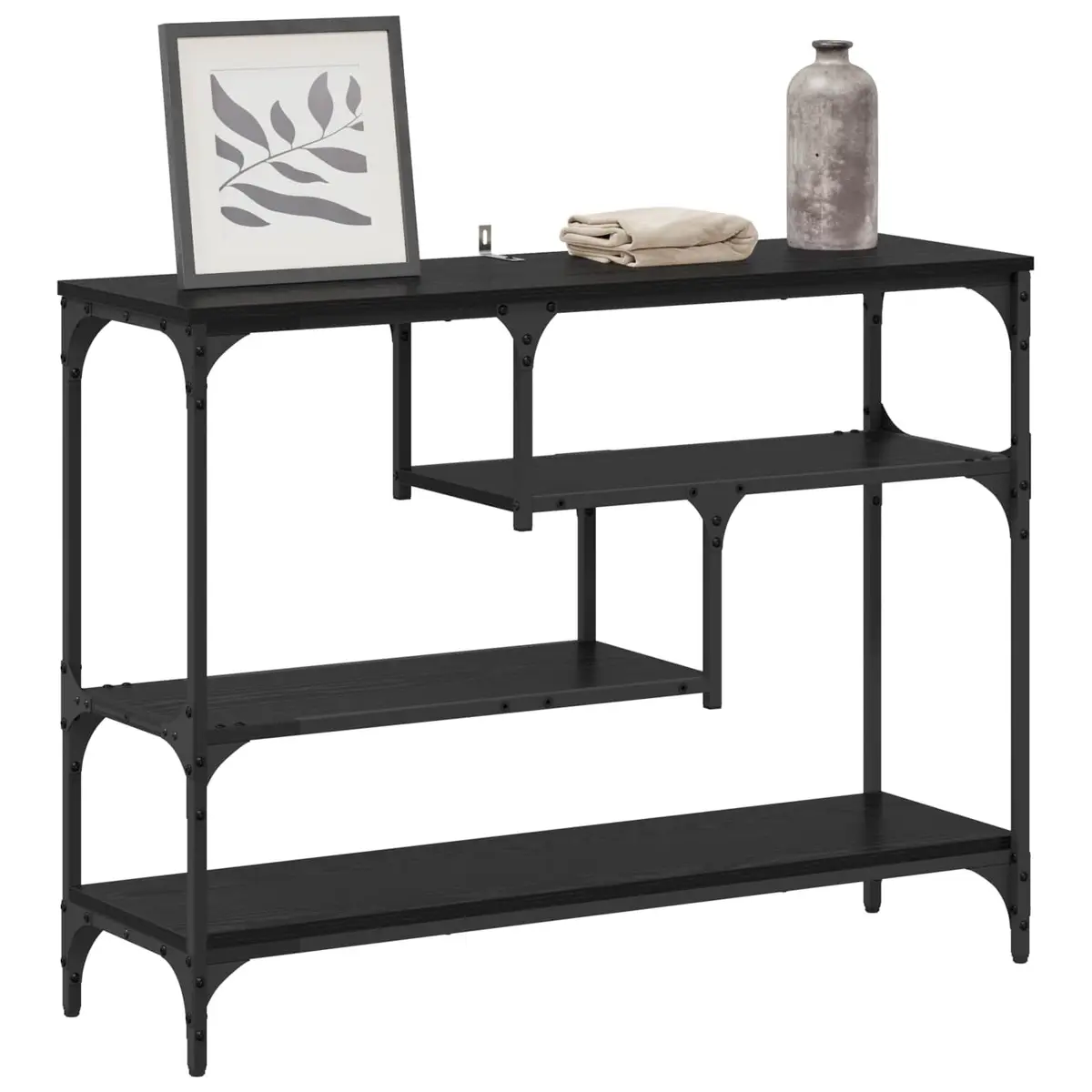 Console Table Industrial Style Narrow Hallway Accent Table Black 100 x 30 x 75 cm