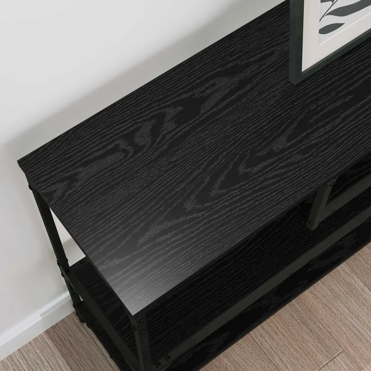 Console Table Industrial Style Narrow Hallway Accent Table Black 100 x 30 x 75 cm