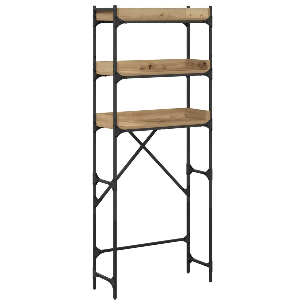Washing Machine Shelf Laundry Room Storage Organiser 67 x 25 x 163 cm Brown Modern Shelving Unit