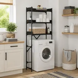 Reliable Black Laundry Shelf Unit, Fully Assembled