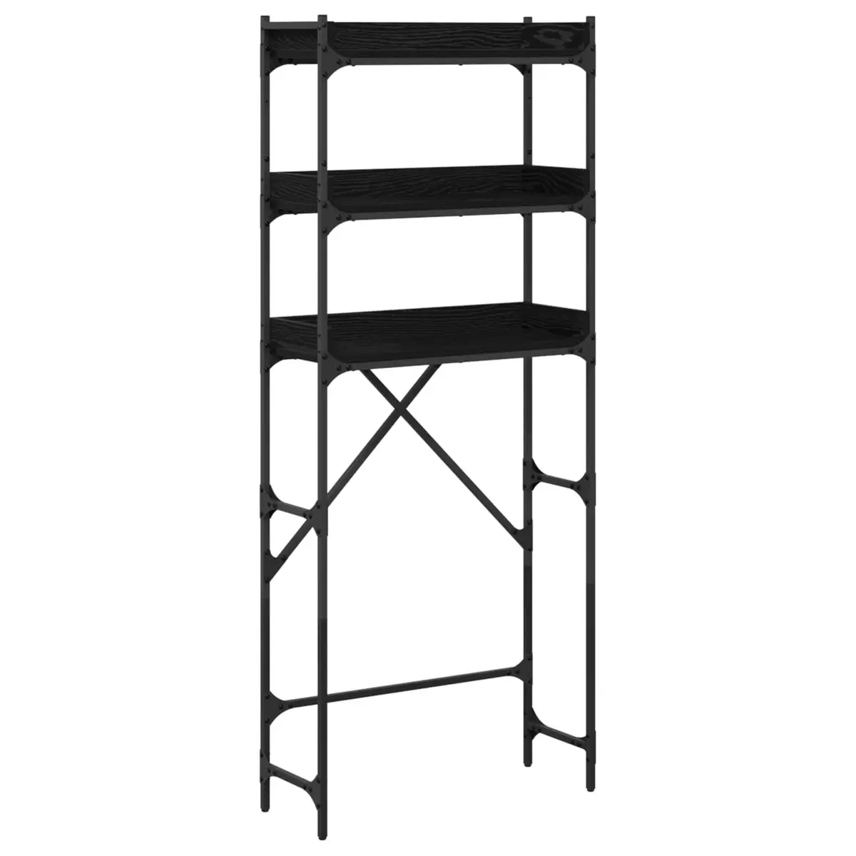 Washing Machine Shelf Laundry Room Storage Unit Black 67 x 25 x 163 cm