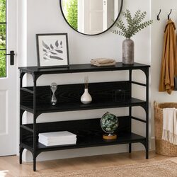 Versatile Black Console Table with Storage Options