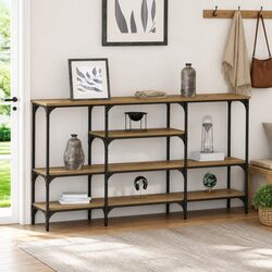Console Table Industrial Urban Style Entryway Living Room Display Storage Brown