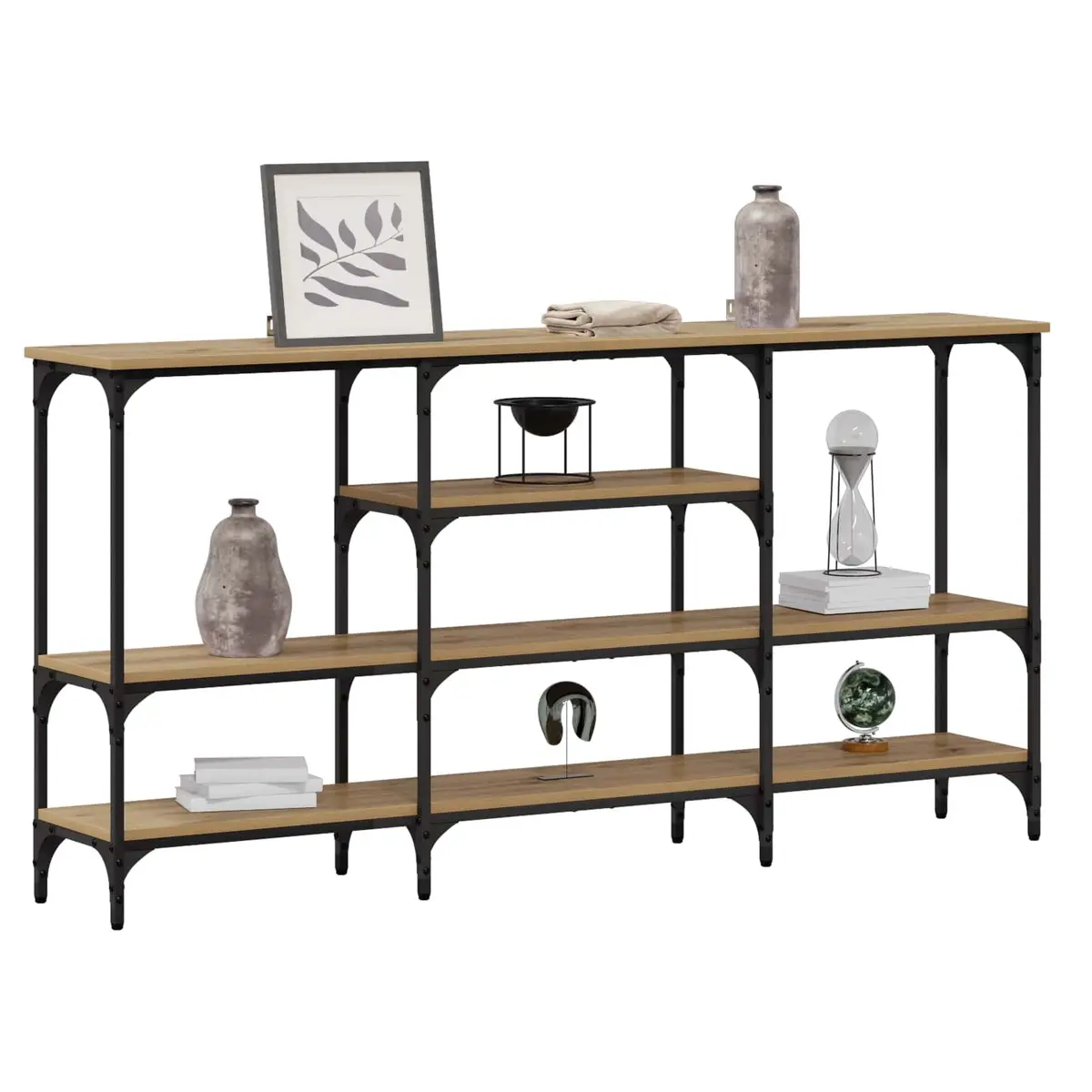 Console Table Industrial Urban Style Entryway Living Room Display Storage Brown
