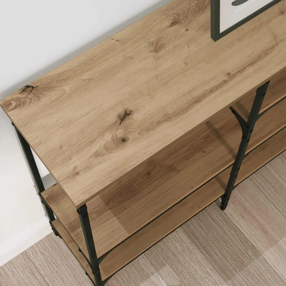 Console Table Industrial Urban Style Entryway Living Room Display Storage Brown