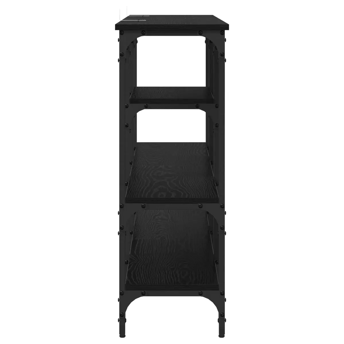 Console Table Black Oak Industrial Steel Frame Engineered Wood 160x29x80 cm