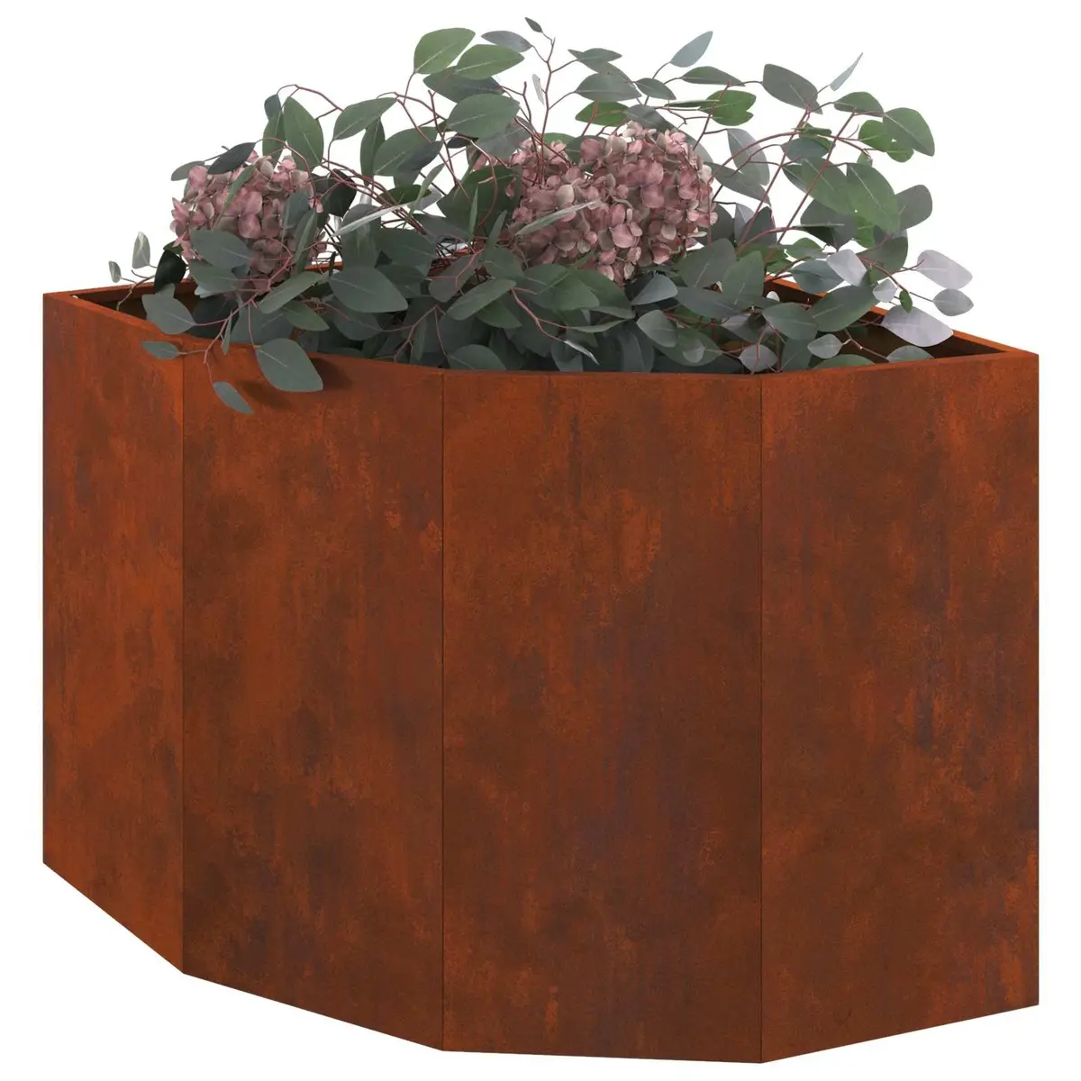 Corner Planter Outdoor Steel 60x60x50cm Brown