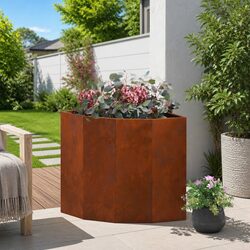 Corner Garden Planter 45x45x50cm Steel Outdoor Patio Pots Weathering Design