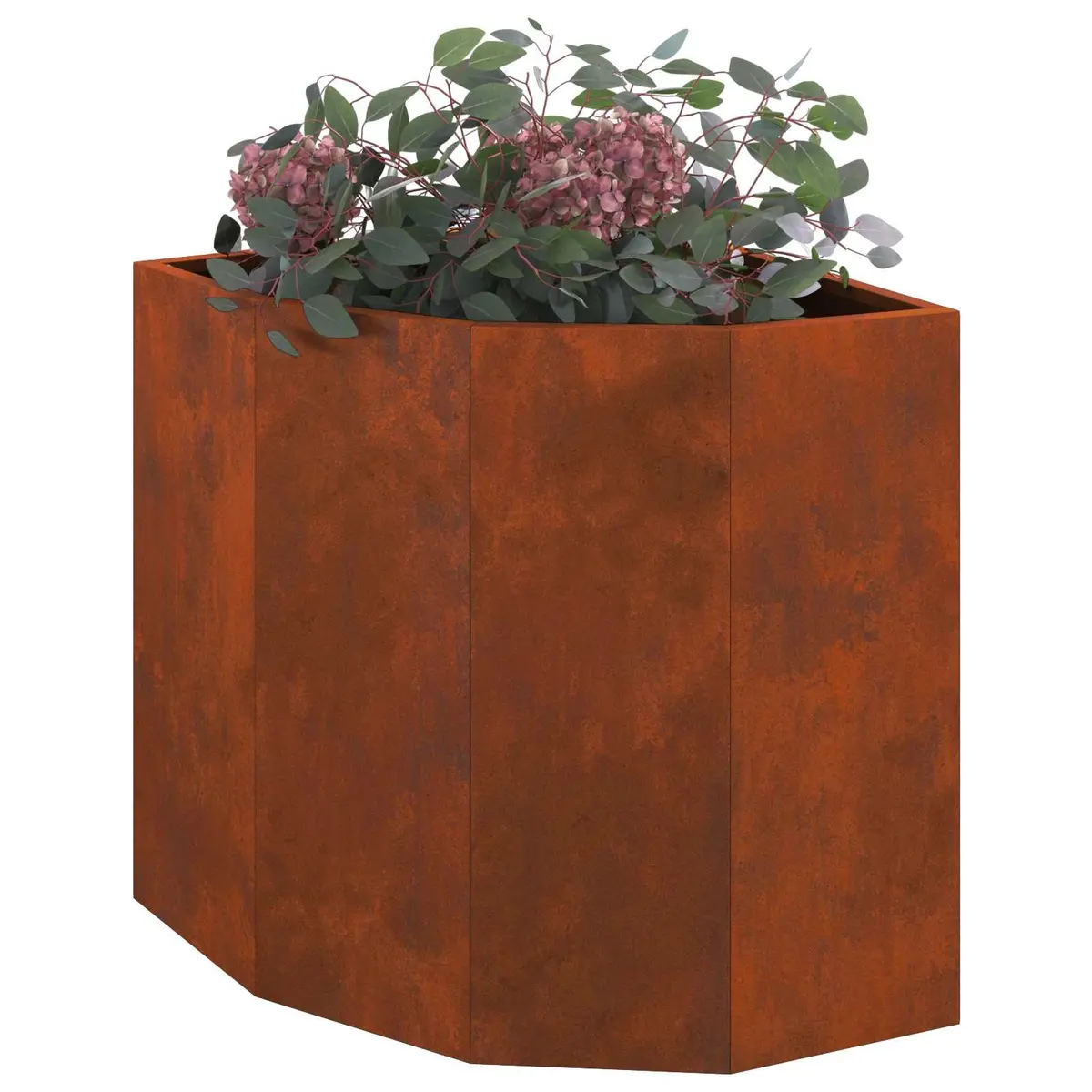 Corner Garden Planter Steel Outdoor Patio 45x45x50cm Brown