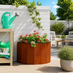 Reliable Half Round Garden Planter in Weathering Steel 60x30x35cm