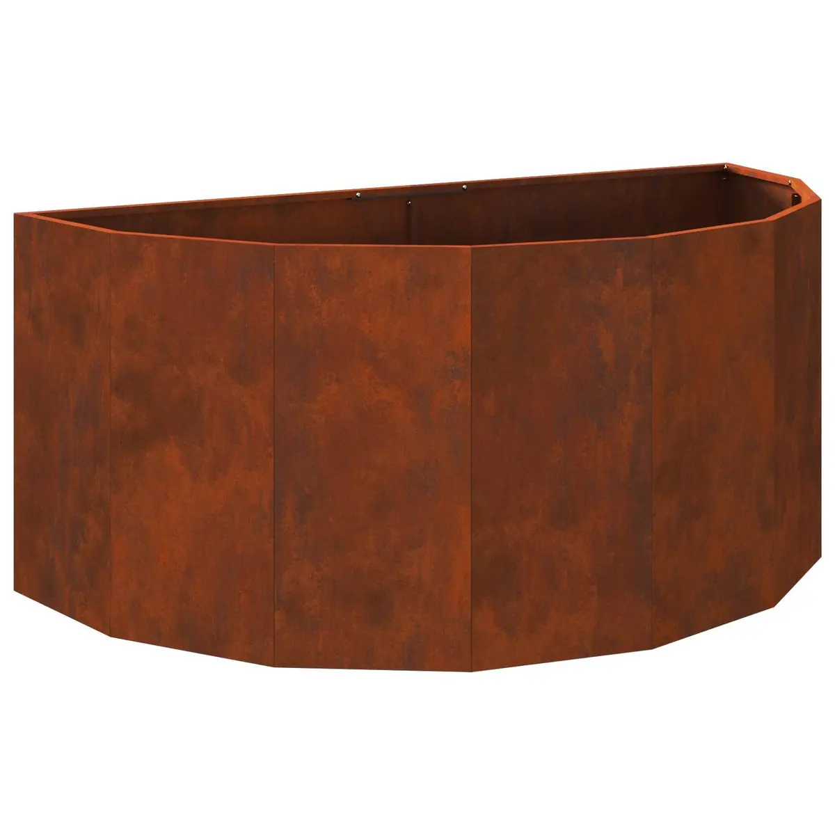 Half Round Garden Planter Outdoor Steel Raised Bed 120x60x50cm Brown